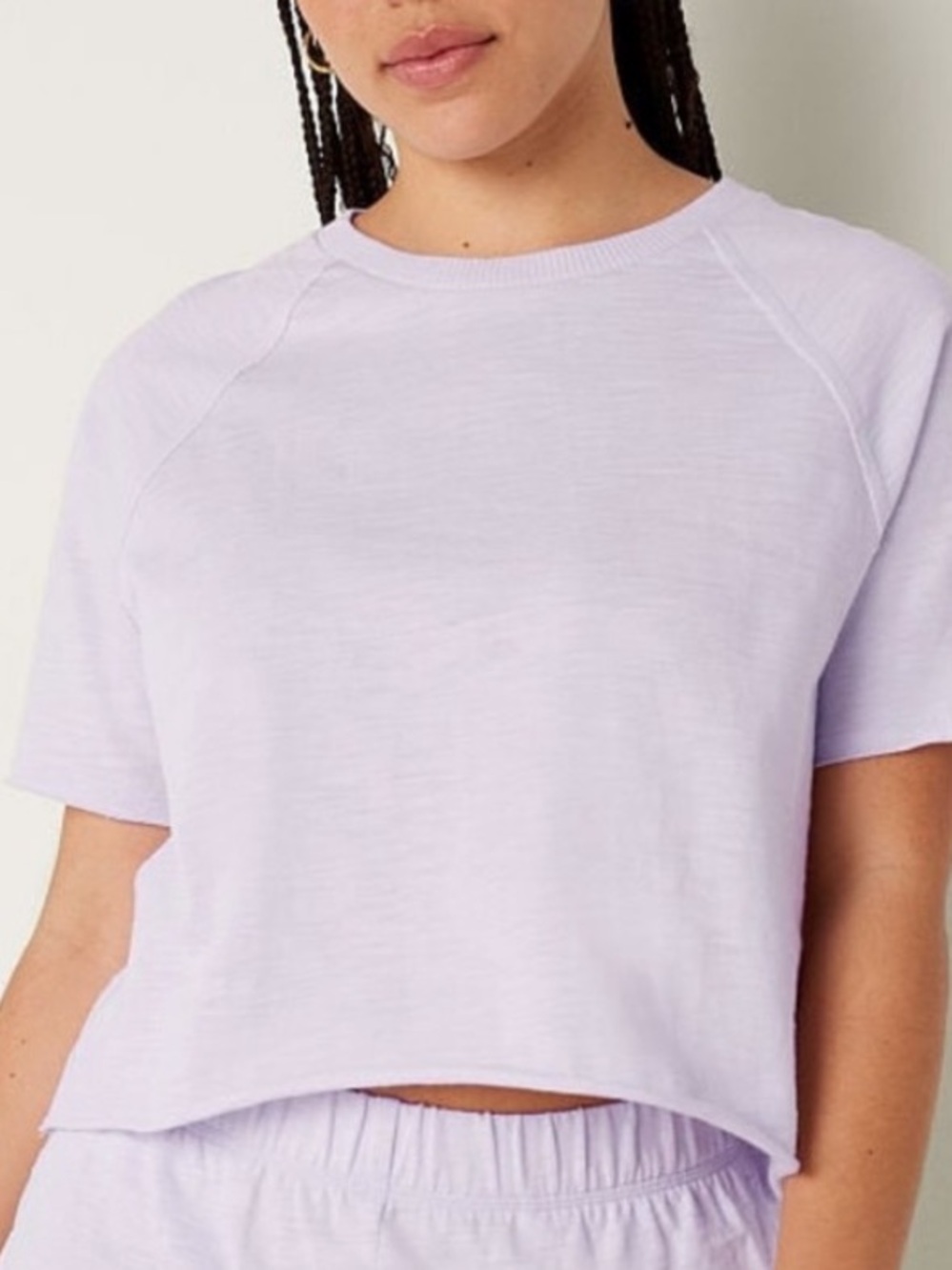 PINK Victoria's Secret Lilac Cropped Short-Sleeve Tee Women’s size Medium NEW